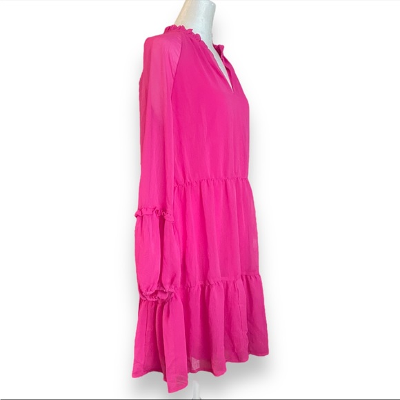 NWT Vince Camuto Three Tier Puff Sleeve Drop Waist Dress Size Med (oversized). - Picture 3 of 11